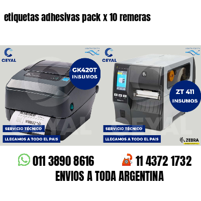 etiquetas adhesivas pack x 10 remeras