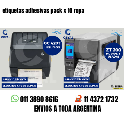 etiquetas adhesivas pack x 10 ropa