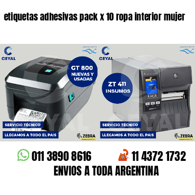 etiquetas adhesivas pack x 10 ropa interior mujer