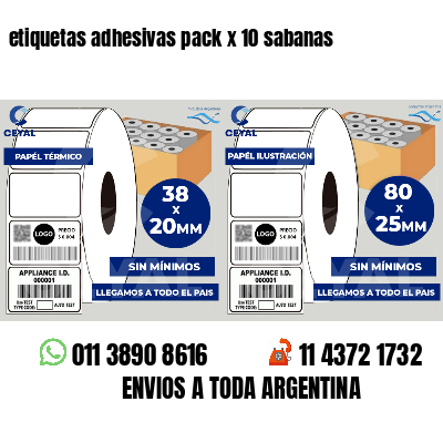 etiquetas adhesivas pack x 10 sabanas
