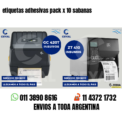 etiquetas adhesivas pack x 10 sabanas
