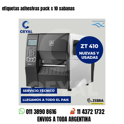 etiquetas adhesivas pack x 10 sabanas