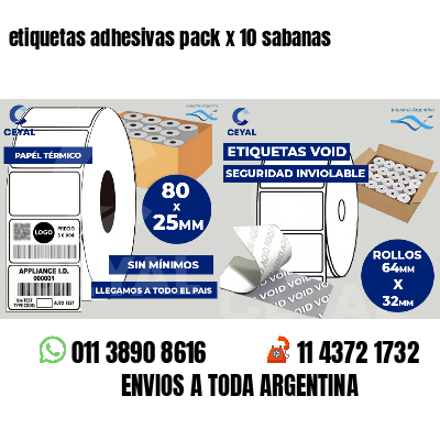 etiquetas adhesivas pack x 10 sabanas