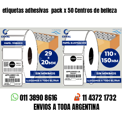 etiquetas adhesivas  pack x 50 Centros de belleza