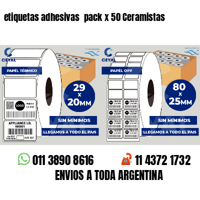 etiquetas adhesivas  pack x 50 Ceramistas