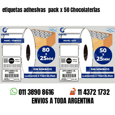 etiquetas adhesivas  pack x 50 Chocolaterías