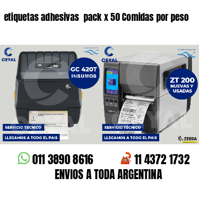 etiquetas adhesivas pack x 50 Comidas por peso