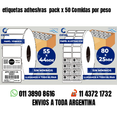 etiquetas adhesivas  pack x 50 Comidas por peso
