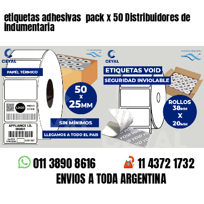 etiquetas adhesivas  pack x 50 Distribuidores de indumentaria