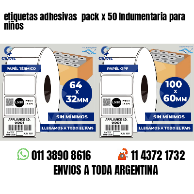 etiquetas adhesivas  pack x 50 Indumentaria para niños