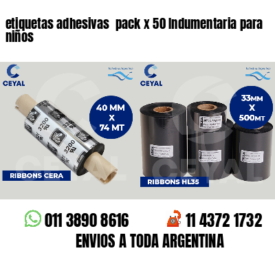 etiquetas adhesivas pack x 50 Indumentaria para niños