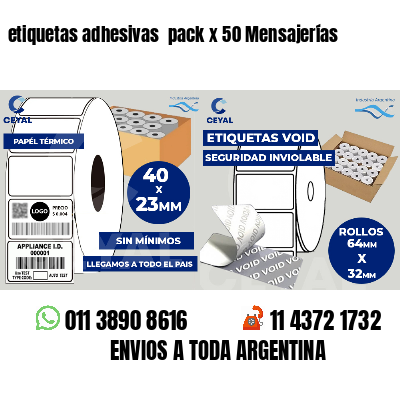 etiquetas adhesivas  pack x 50 Mensajerías