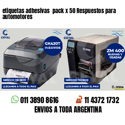 etiquetas adhesivas  pack x 50 Respuestos para automotores