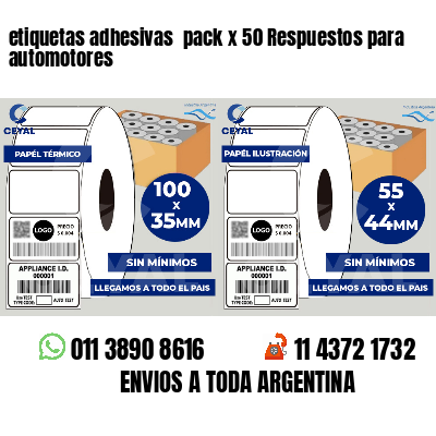 etiquetas adhesivas  pack x 50 Respuestos para automotores