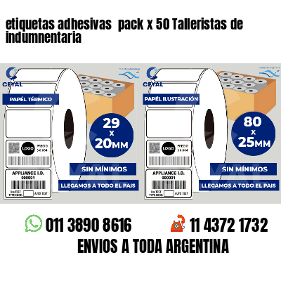 etiquetas adhesivas  pack x 50 Talleristas de indumnentaria
