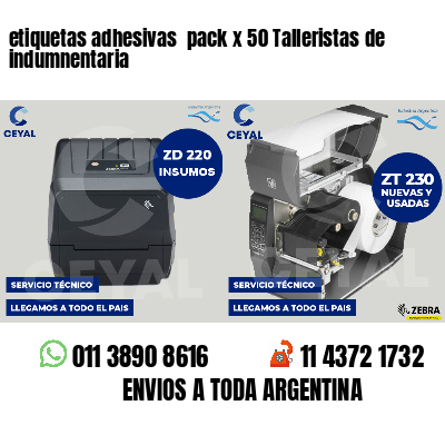 etiquetas adhesivas  pack x 50 Talleristas de indumnentaria