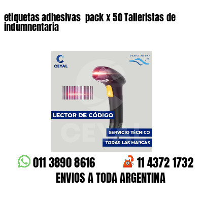 etiquetas adhesivas  pack x 50 Talleristas de indumnentaria