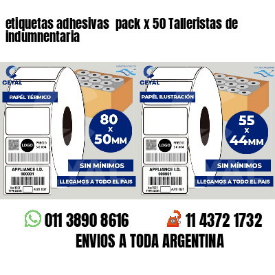 etiquetas adhesivas pack x 50 Talleristas de indumnentaria