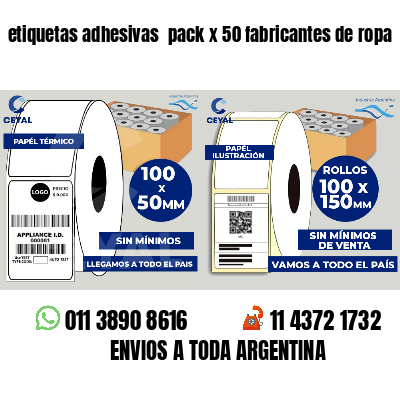 etiquetas adhesivas pack x 50 fabricantes de ropa