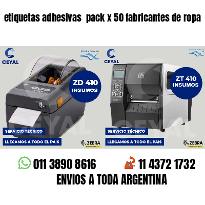 etiquetas adhesivas pack x 50 fabricantes de ropa