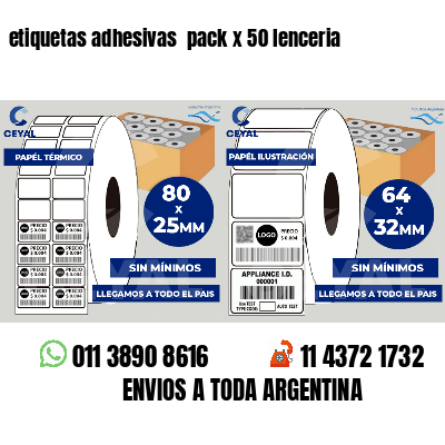 etiquetas adhesivas  pack x 50 lenceria