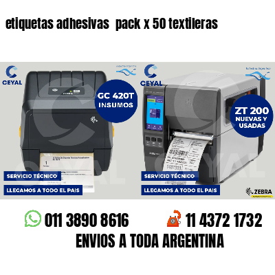 etiquetas adhesivas pack x 50 textileras