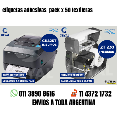 etiquetas adhesivas  pack x 50 textileras