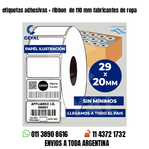 etiquetas adhesivas   ribbon  de 110 mm fabricantes de ropa