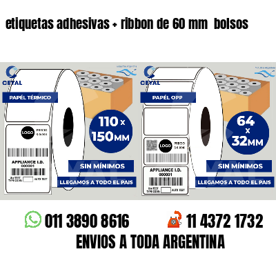 etiquetas adhesivas ribbon de 60 mm bolsos