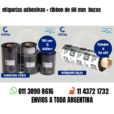 etiquetas adhesivas ribbon de 60 mm buzos