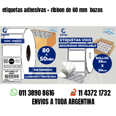 etiquetas adhesivas ribbon de 60 mm buzos