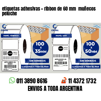 etiquetas adhesivas   ribbon de 60 mm  muñecos peluche