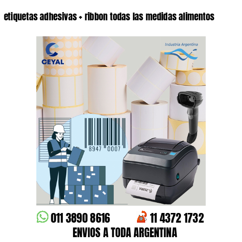 etiquetas adhesivas   ribbon todas las medidas alimentos