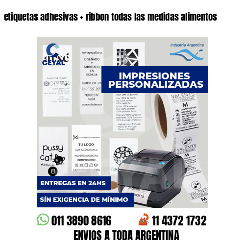 etiquetas adhesivas   ribbon todas las medidas alimentos