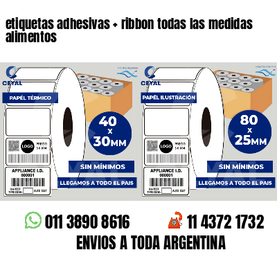 etiquetas adhesivas   ribbon todas las medidas alimentos