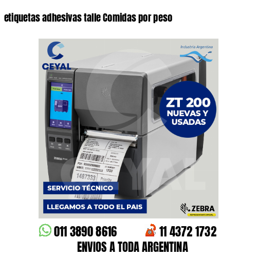 etiquetas adhesivas talle Comidas por peso