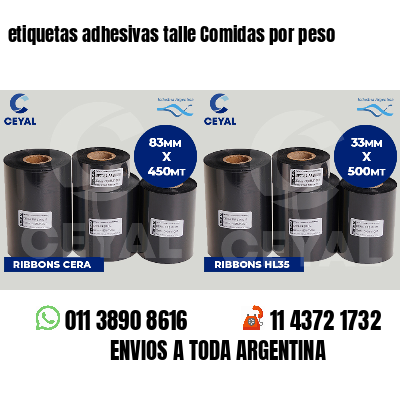 etiquetas adhesivas talle Comidas por peso
