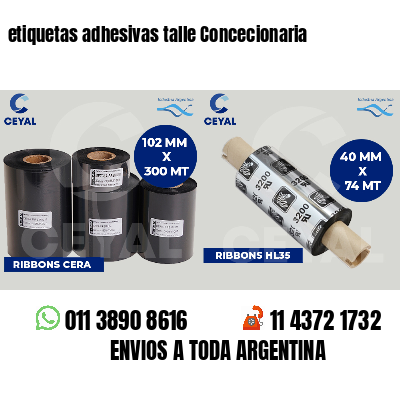 etiquetas adhesivas talle Concecionaria