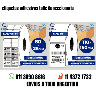 etiquetas adhesivas talle Concecionaria