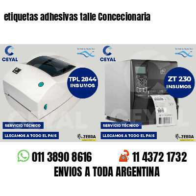 etiquetas adhesivas talle Concecionaria
