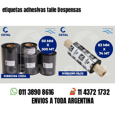 etiquetas adhesivas talle Despensas