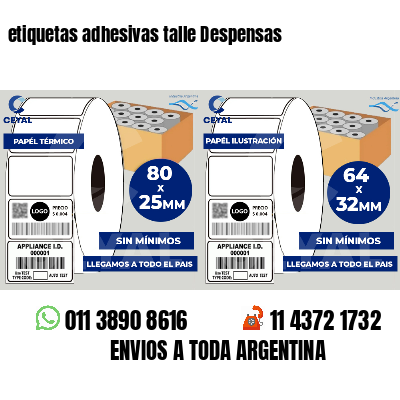 etiquetas adhesivas talle Despensas