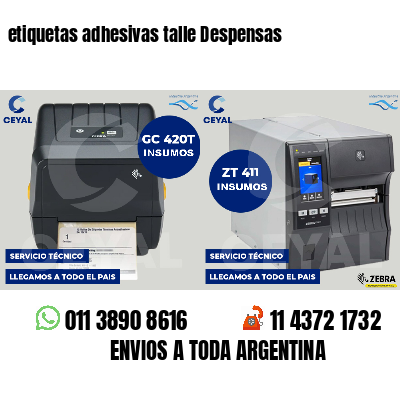 etiquetas adhesivas talle Despensas