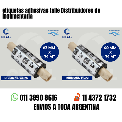 etiquetas adhesivas talle Distribuidores de indumentaria