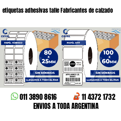etiquetas adhesivas talle Fabricantes de calzado