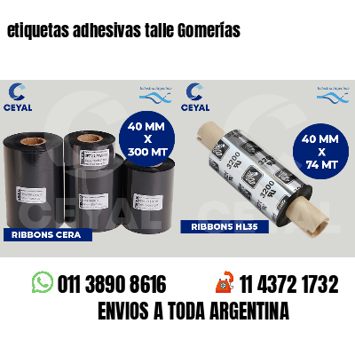 etiquetas adhesivas talle Gomerías