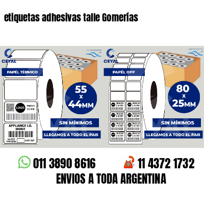 etiquetas adhesivas talle Gomerías