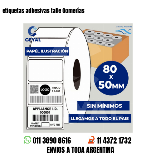 etiquetas adhesivas talle Gomerías