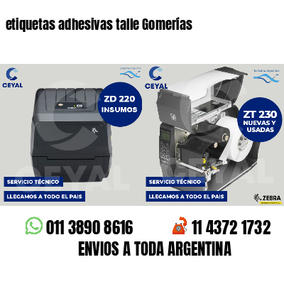 etiquetas adhesivas talle Gomerías