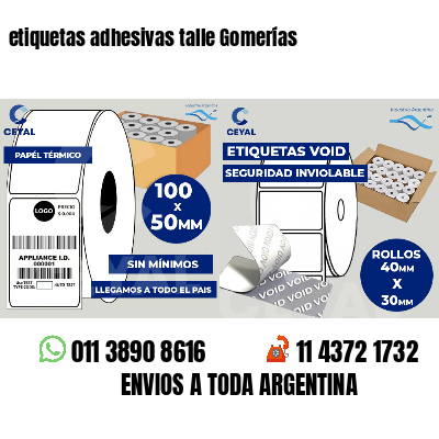 etiquetas adhesivas talle Gomerías